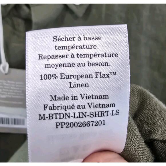 Everlane Shirt Mens 2XL XXL Green Linen Long Sleeve Button Down - Picture 12 of 14